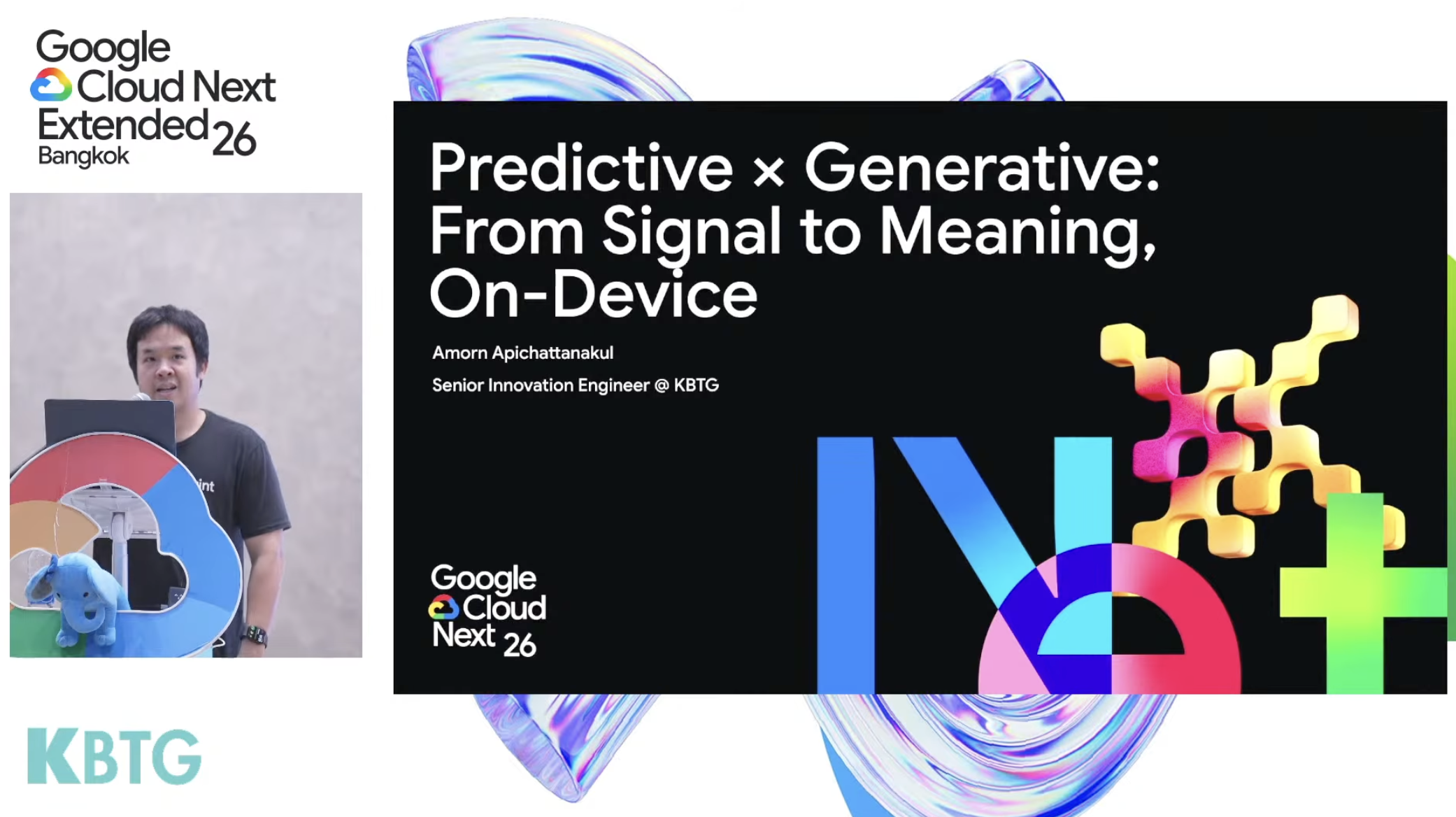 Title slide for Predictive × Generative: From Signal to Meaning, On-Device at Google Cloud Next Extended Bangkok 26